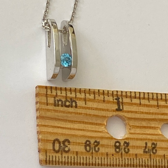 💎Blue real topaz stone silver trendy necklace - Picture 5 of 8